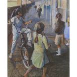 Christine Hopkins (b.1919), pastel, 'Home Time', label verso, 34 x 28cm