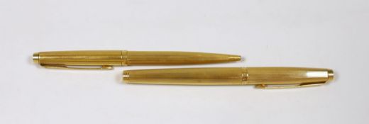 A Parker gold plated fountain pen and ball point pen