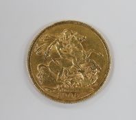 A Victoria 1900 gold sovereign.