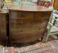 A Regency mahogany bow front chest, width 106cm, depth 51cm, height 105cm