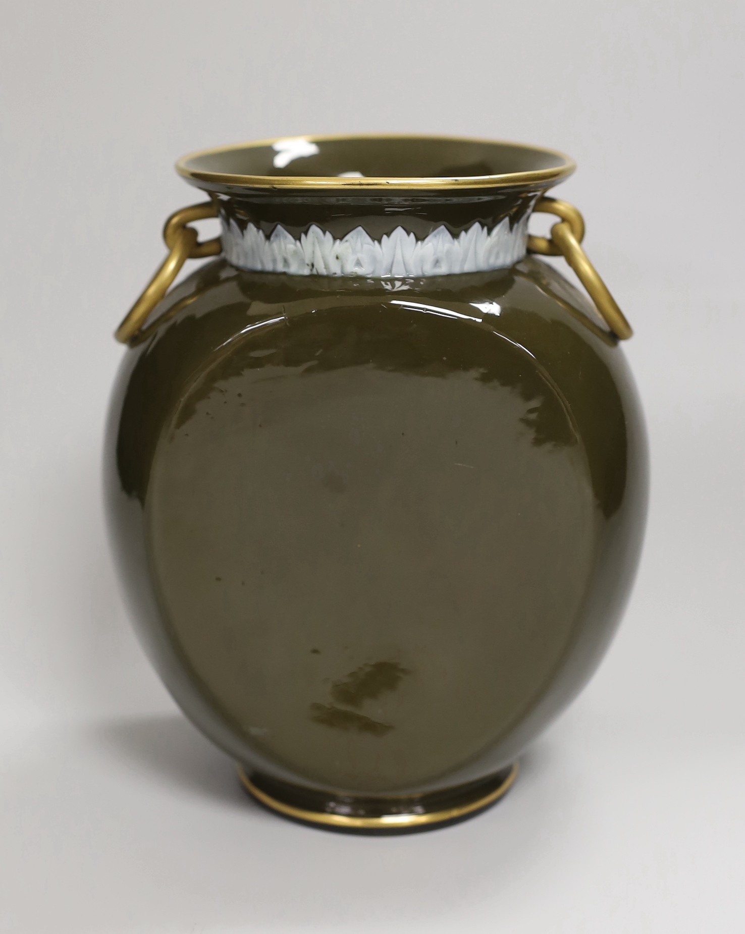 A George Jones pate sur pate vase decorated with a girl by Frederick Schenck, signed, 20cm - Image 2 of 4