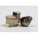A George V silver mounted chick pin cushion, Birmingham, 1922, 39mm and a late 19th century Dutch?