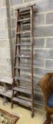 A vintage Slingsby step ladder, height approximately 227cm