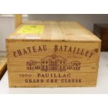 Twelve bottles of Chateau Batailley, 1990, in OWC, purchased from The Wine Society.