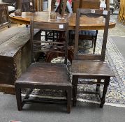 A late 17th oak back stool and a Regency Provincial chair