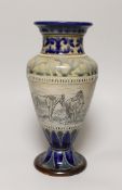 A Hannah Barlow Doulton Lambeth stoneware vase, decorated with horses, stamped and numbered 1883