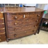 A George IV mahogany bow front chest, width 121cm, depth 57cm, height 104cm