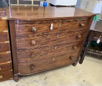 A George IV mahogany bow front chest, width 121cm, depth 57cm, height 104cm
