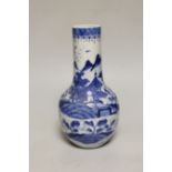 An early 20th century Chinese blue and white baluster vase, 25cm high (a.f.)