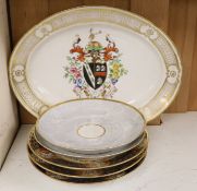 Three early 19th century Chamberlain Imari style plates after the Yeo service, two Barr Flight