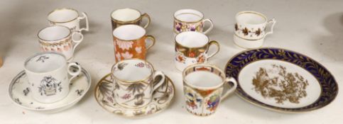 English porcelain coffee cans including Worcester, Spode, Wolfe Mason, Derby and Chamberlain, two