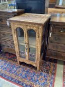 An Eastern bone inlaid hardwood bijouterie cabinet, width 45cm, depth 45cm, height 82cm