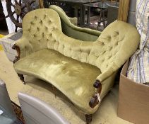 An early Victorian mahogany double spoon back settee, length 160cm, depth 80cm, height 85cm