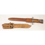 A Ross rifle Co. bayonet stamped ‘Quebec 1907’ and a Colonial dagger, both with scabbards