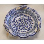 Ernesto Boria, large Italian Caltagirone ceramic blue and white charger, decorated with stylised