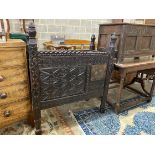 An Afghan chip carved hardwood chest, width 99cm, depth 48cm, height 116cm