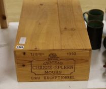 Twelve bottles of Chateau Chasse Spleen, 1990, in OWC, purchased from The Wine Society.