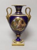 A Flight Barr and Barr Worcester vase with scenes from Robinson Cursoe, titled on the base, script