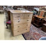 A Victorian pine chest of five drawers, width 104cm, depth 53cm, height 119cm