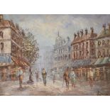 Burnett, oil on canvas, a Parisian street scene, signed, 31 x 41cm