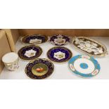 Four 19th century Coalport plates, a Coalport dish, a Minton plate, a Coalport inkstand in Chelsea