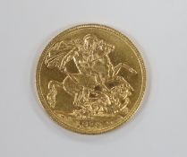 A George V 1912 gold sovereign.