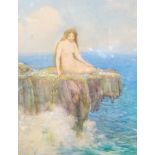 Parker Hagerty (1859-1934), watercolour, Siren on the rocks, signed, 36 x 27cm