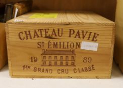 Twelve bottles of Chateau Pavie, 1989, in OWC, purchased from The Wine Society.