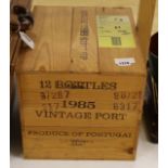 Twelve bottles of Dows Vintage Port, 1985, in OWC, purchased from The Wine Society.