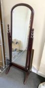 A reproduction Victorian style cheval mirror, width 53cm, height 155cm