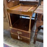 A reproduction brass mounted yew bedside chest, width 41cm, depth 48cm, height 69cm