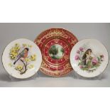 A Royal Worcester fine plate painted with a figure in a tree line landscape by G. Evans, signed