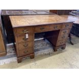 An early 20th century mahogany pedestal desk, length 122cm, depth 60cm, height 75cm