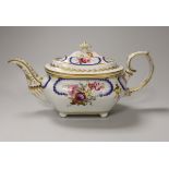 A Derby teapot and cover in Sevres style, hand painted with flowers, 30cm wide