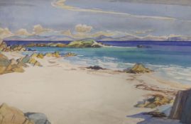 Katherine G. Henderson, watercolour, Scottish coastal landscape, signed, 33 x 51cm