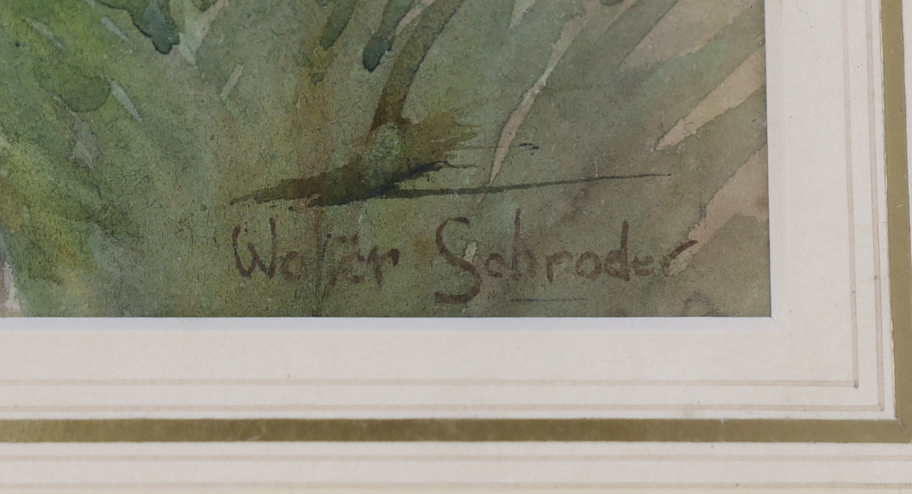 Walter Schröder (fl. 1885-1932), watercolour, Bathing beauties beside a river, signed, 27 x 43cm - Image 3 of 3