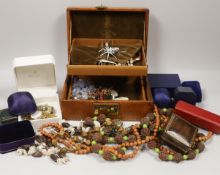 Assorted costume jewellery including a paste set spider brooch.