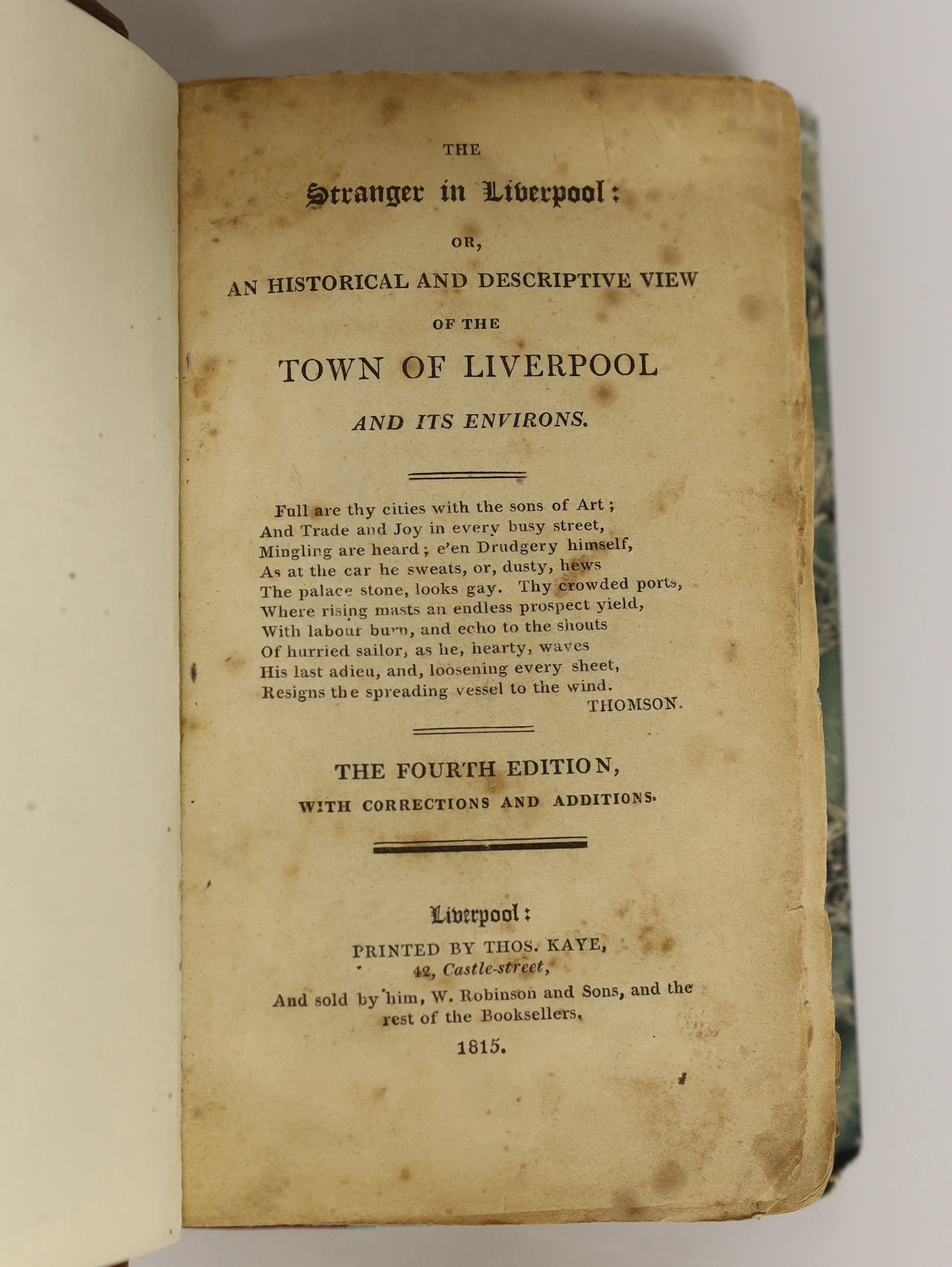 ° ° LIVERPOOL: Kaye, Thomas- The Stranger in Liverpool: or, An Historical and Descriptive View of - Image 4 of 4