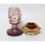 Murano Sommerso textured glass bowl and a Kai Blomqvist signed Scandinavian glass vase, the