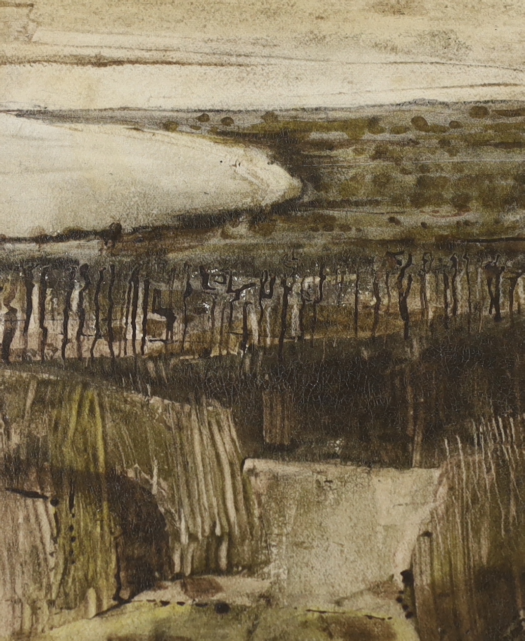 David Holt (mid 20th century) Cliff walk, Lympne, mixed media, signed and dated ‘62, 22.5 x 18.5 cm