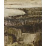 David Holt (mid 20th century) Cliff walk, Lympne, mixed media, signed and dated ‘62, 22.5 x 18.5 cm