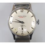 A gentleman's 1960's? stainless steel Smiths Astral National 15 manual wind wrist watch, on an