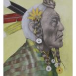 W.R. Earthrowl (Modern British) Study of a Native American Indian, watercolour on paper, signed