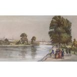 Robert Dawson (1776-1860), pen ink and watercolour, figures in St James’s Park, London, signed, 23 x
