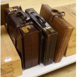 A Bally dark brown leather brief case and two other brief cases (3)