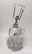 A Daum clear glass table lamp, 28cms high not including light fitting