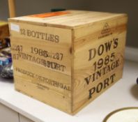 Twelve bottles of Dows Vintage Port, 1985, in OWC, purchased from The Wine Society.