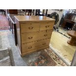 A Victorian pine chest of four drawers, width 93cm, depth 49cm, height 94cm