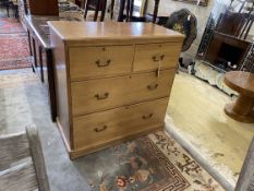 A Victorian pine chest of four drawers, width 93cm, depth 49cm, height 94cm