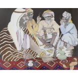 W.R. Earthrowl (Modern British) Bedouin figures smoking a hookah, watercolour on paper, signed dated
